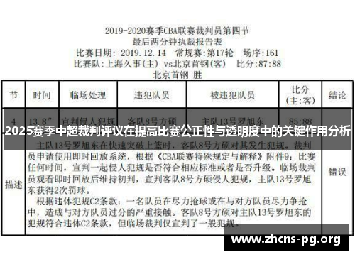 2025赛季中超裁判评议在提高比赛公正性与透明度中的关键作用分析