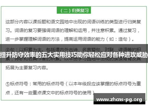 提升防守效率的五大实用技巧助你轻松应对各种进攻威胁